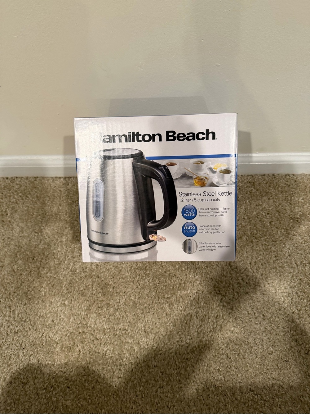 Hamilton Beach Silver Electric Kettle with Black Handle